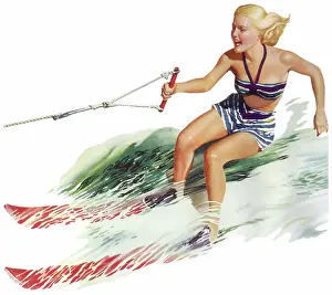 Skiers: Woman Waterskiing