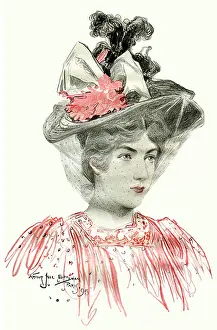 Headwear: Woman wearing bonnet 1896