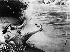 Shorelines: Woman who caught a small fish falling over backwards