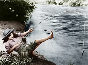 Shorelines: Woman who caught a small fish falling over backwards