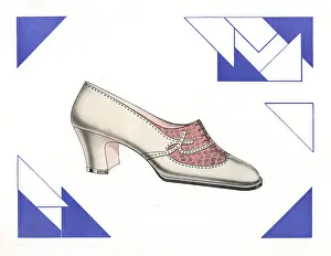 Snakeskin: Woman's brogue shoe design in ivory leather, 1930