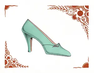 Camy: Woman's shoe design in jade green leather