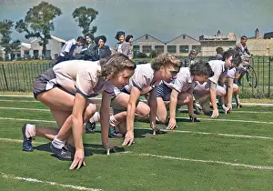 Sprint: Women athletes on the starting line