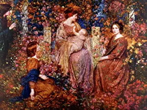 Idealised: Women with baby in garden
