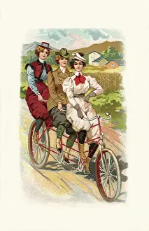 Bicycling: Three Women on a Bicycle