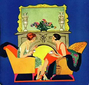 Fireside: Two women chatting at the fireside