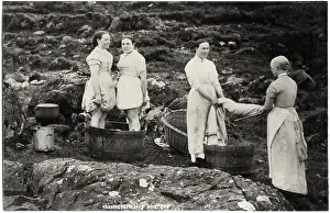 Tubs: women, chore, cleaning, work