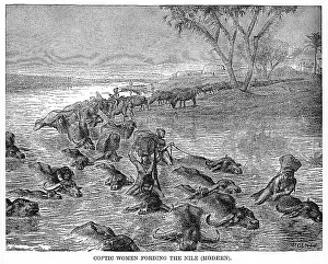 Fording: Women - Coptic - Nile - river - ancient