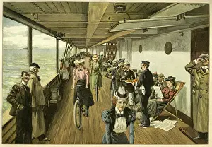 Sleeve: Women cycling on board a ship