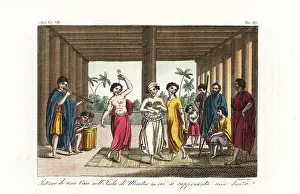 Hula: Women dancing to drum and pipe music in a