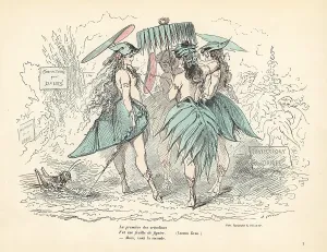 Alfred Grévin: Women dressed only in fig-leaf dresses and hats