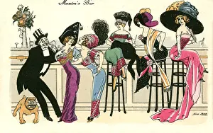 Socialising: Women drinking in Maxim's bar, Paris