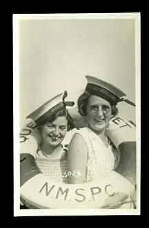 Lifebelt: Two women with lifebelt and sailors caps