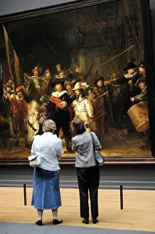 Rembrandt: Women looking at The Night Watch, painting by Rembrandt