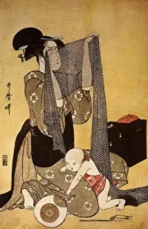 Utamaro: Women Making Dresses