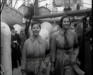 Emigrating: Women Onboard A Large Ship. They Are Emigrating