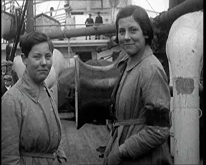 Emigrating: Women Onboard A Large Ship. They Are Emigrating