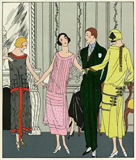 Tassels: Three women in outfits by Doeuillet