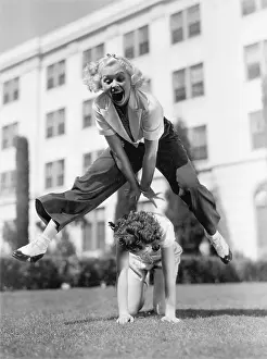 Nimble: Two women playing leap frog together