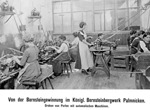 Beads: Women processing amber, 1910