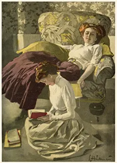 Sprawled: Two women reading books