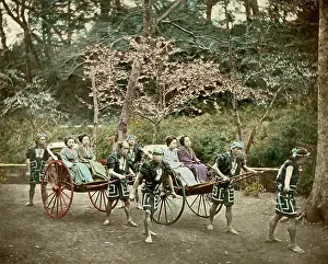 Rickshaws: Women in rickshaws, Japan