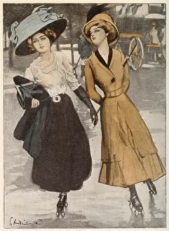 Rollerskating: Women roller skating 1910