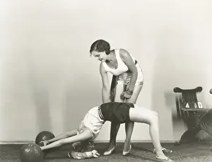 Flexibility: Women training in gym