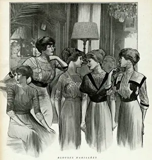 Pleated: Four women wearing day clothing 1910