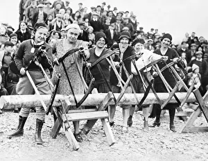 Nellie: Women in a wood chopping competition, 1932