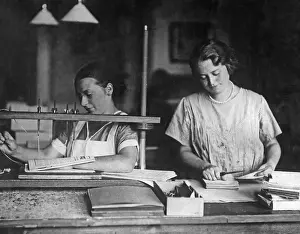 Stitching: Women workers in a bookbindery, 1937