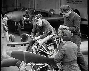 Women Working on an Aeroplane Engine