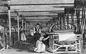 Industrialisation: Women working on looms, around 1800