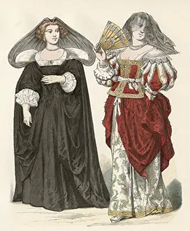 Tabs: Women's Costume Mid 17th century