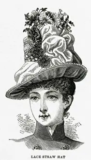 Headdresses: Women's lace straw hat 1886