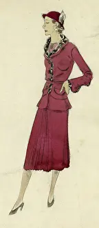 Raspberry: Women's raspberry suit 1930s