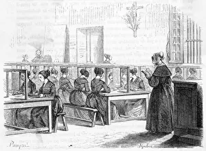 Workroom: Women's work room in a prison, Paris