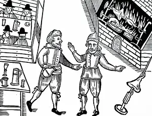 Sabbath: A woodcut engraving depicting an Innkeeper being reprimanded