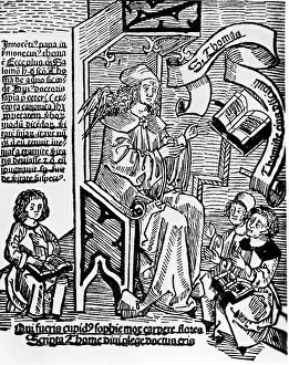 Aquinas: Woodcut of Thomas Aquinas, circa 1500