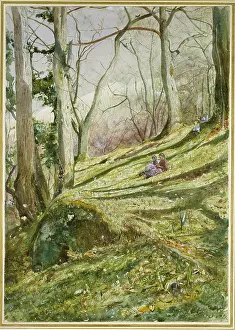 Inchbold: Wooded Slope with four Figures
