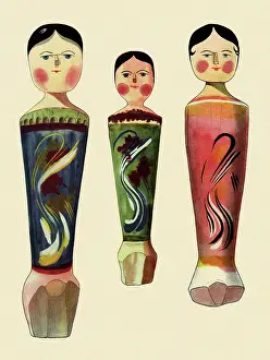Plaything: Three Wooden Baby Dolls