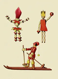 Bead: Wooden Doll on Skis