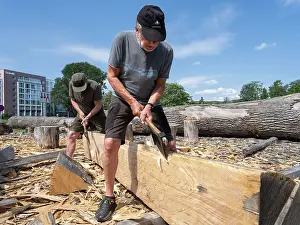 Vestfold: Woodworking, Sandefjord Viking Park, Vestfold, Norway