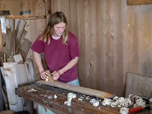 Vestfold: Woodworking, Sandefjord Viking Park, Vestfold, Norway