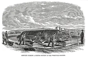 Convicts: Woolwich hulks - convicts form mortar battery