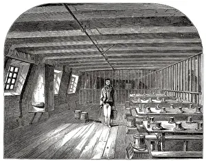 Convicts: Woolwich hulks - convicts ward set for dinner