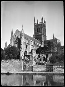 Waterscape: Worcester Cathedral from south-west across the River Severn
