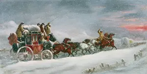 Snowstorm: Worcester-London Coach in Snowstorm