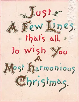 Harmonious: Words of greeting on a Christmas card