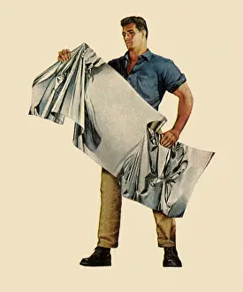 Foil: Worker with Aluminum Foil